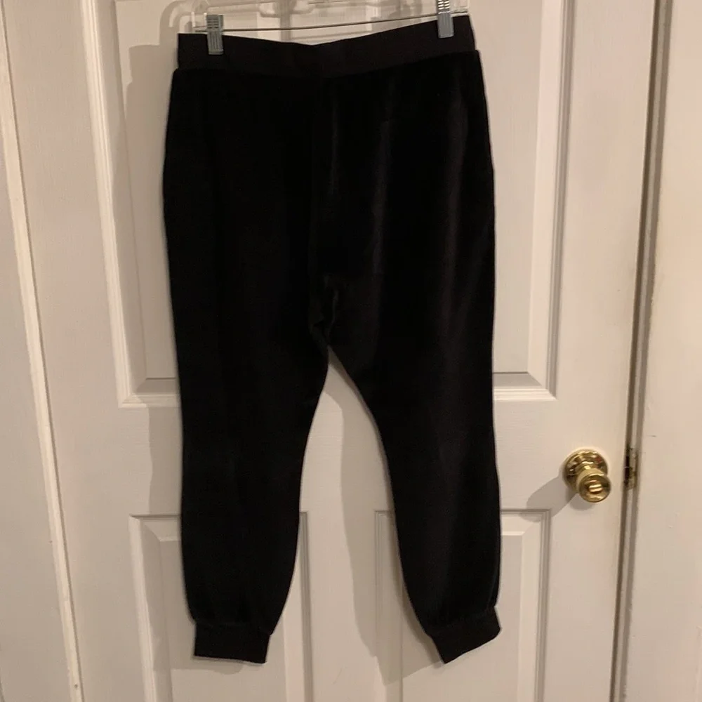 Kate Spade Black Velour Joggers Size M Velvet Pants Drawstring Waist Womens